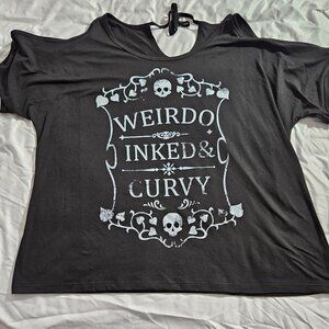 Plus size Black T-shirt "Weird, Inked & Curvy" Size 3XL